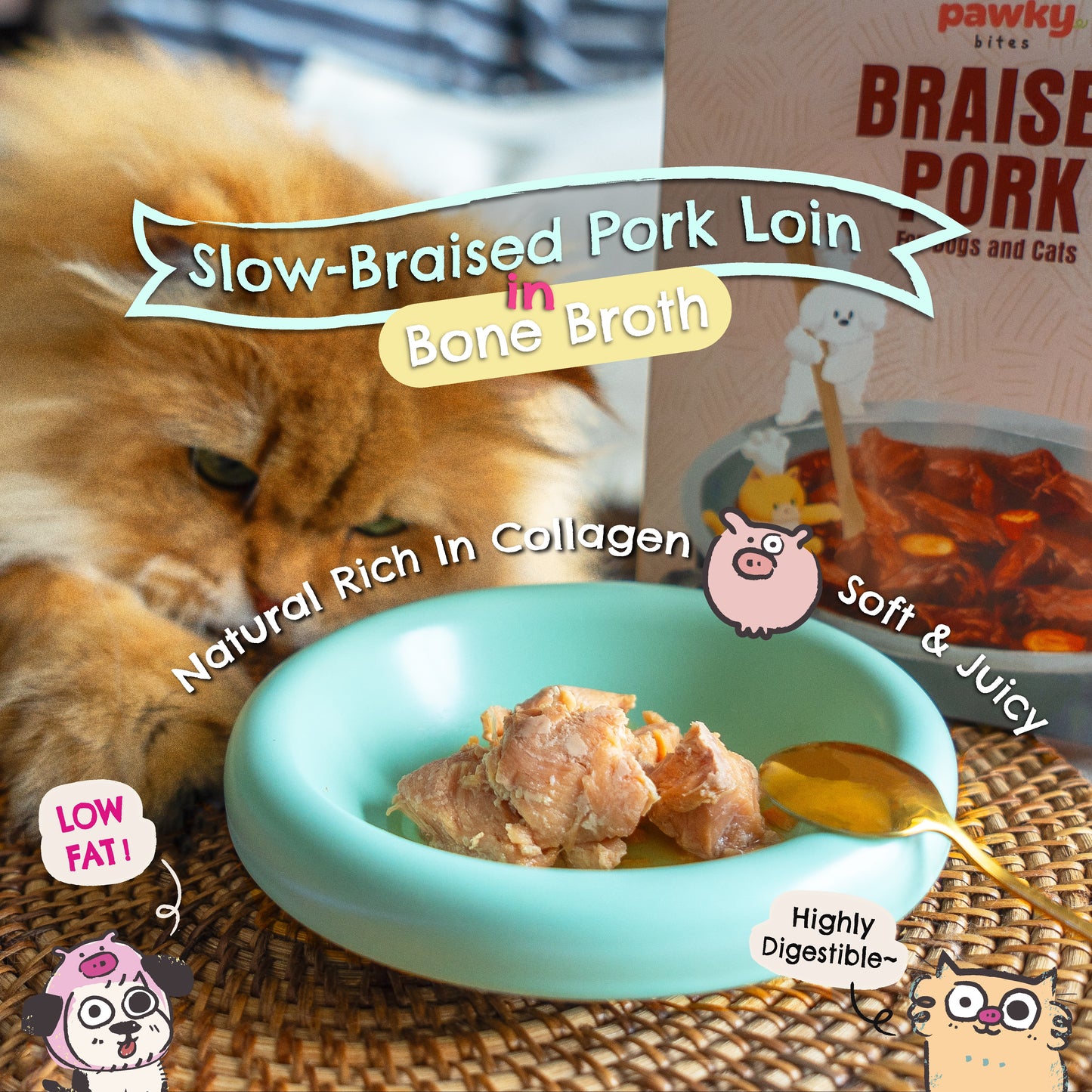Braised Pork - Pork Slow-Simmered with Bone Broth for Dogs & Cats