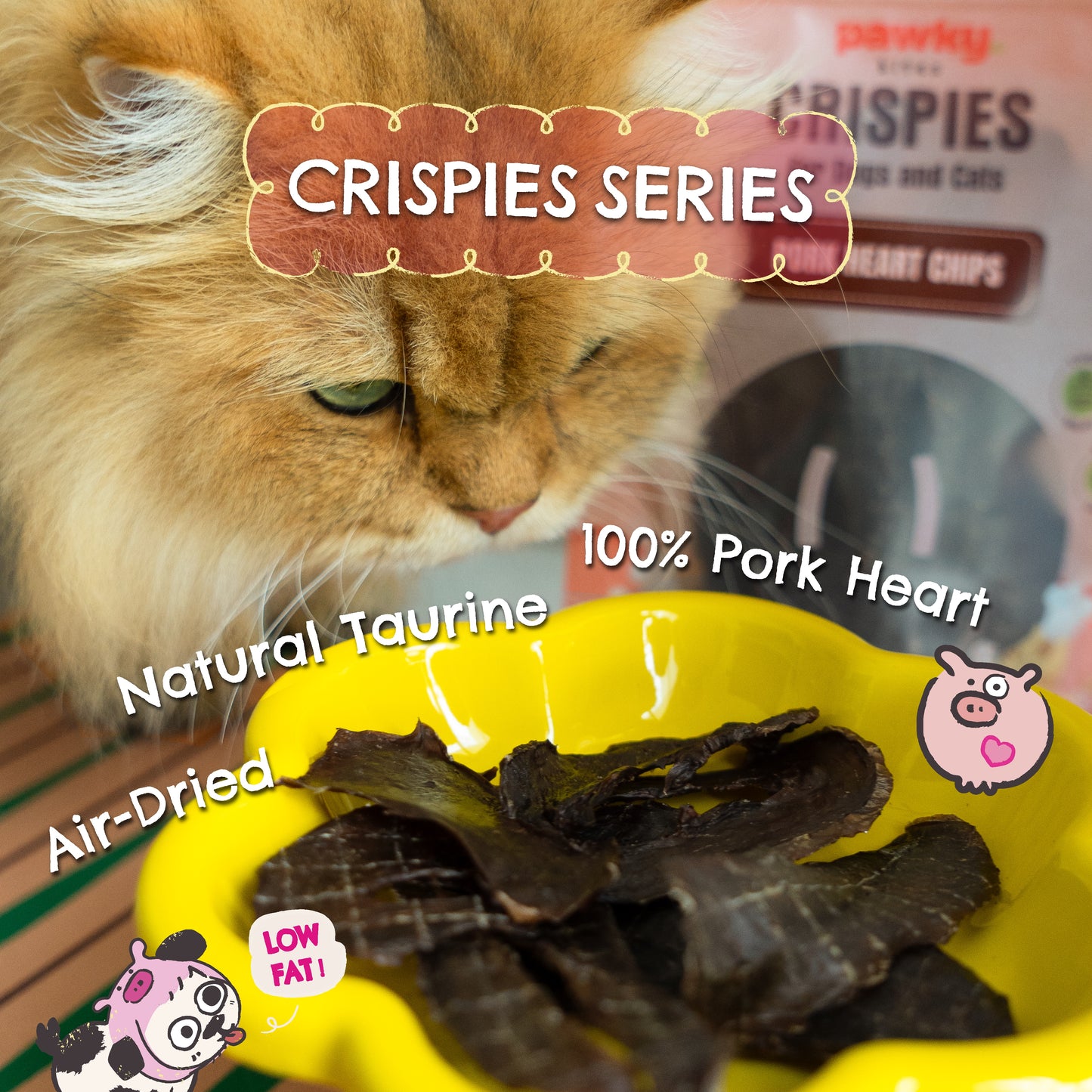 Pork Heart Chips - Taurine-Rich Air-Dried Treats for Dogs & Cats