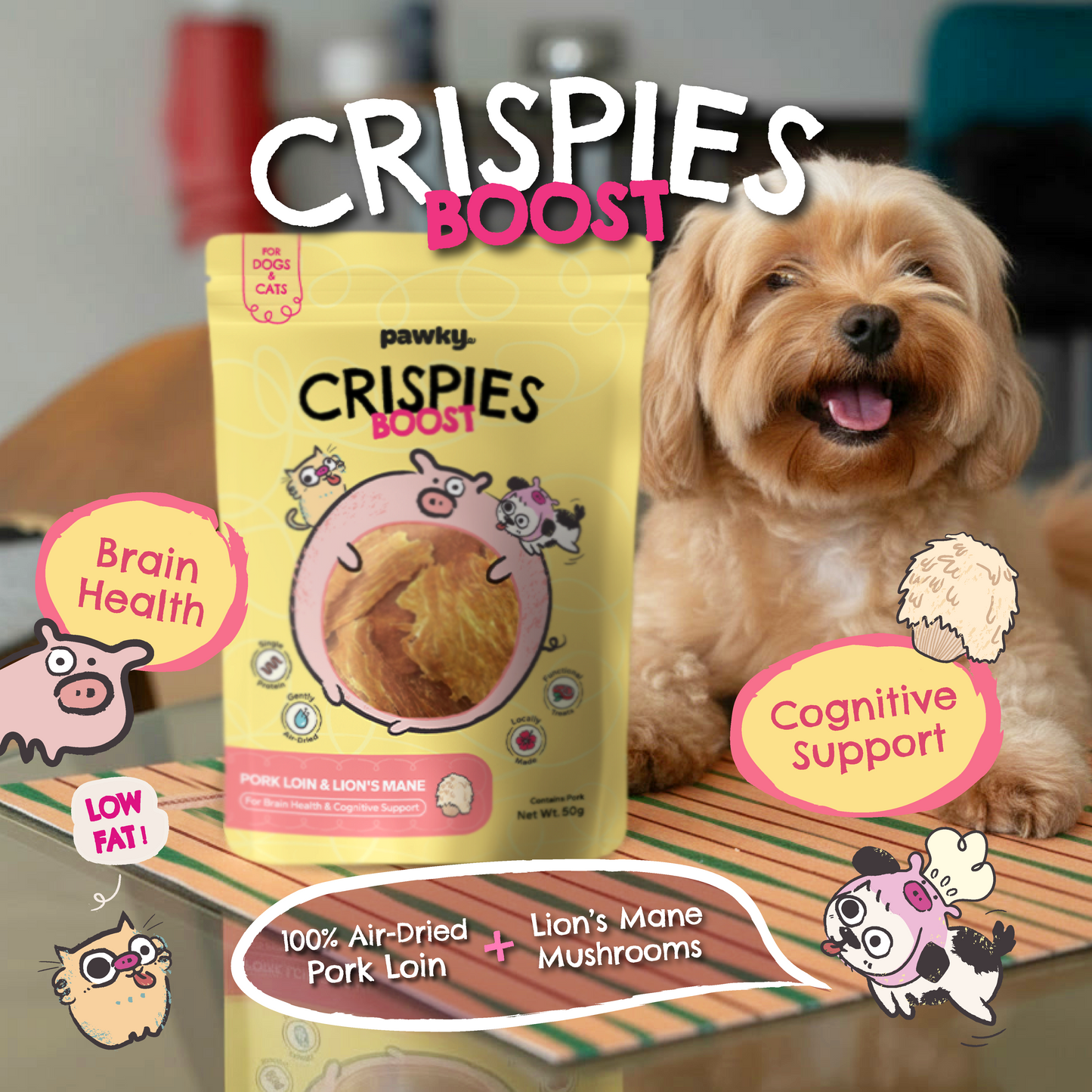 Pork Loin + Lion's Mane | Brain Wellness Air-Dried Treats